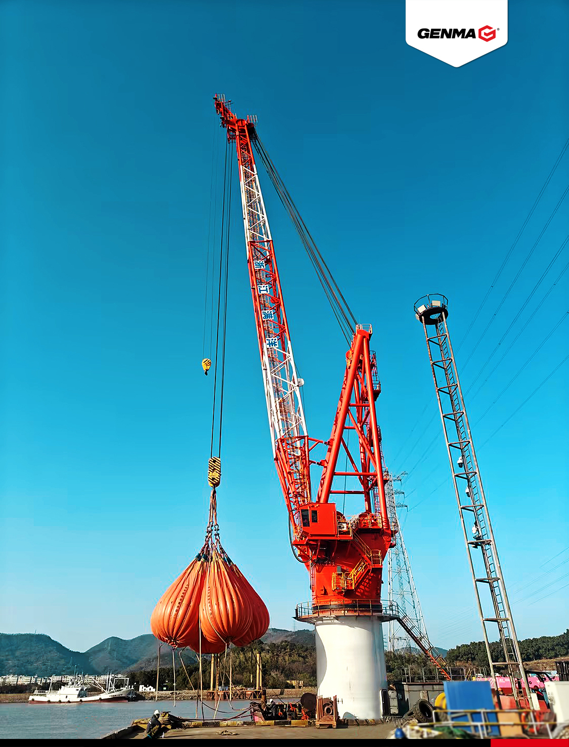 GENMA向浙江滿洋交付一臺基座式海洋起重機，助力水上打撈作業(圖1)